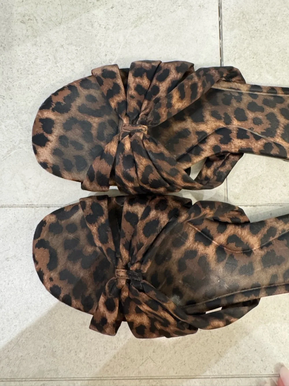 Zara Leopard Knot Slide Sandals - Brown & Black - Picture 4 of 8
